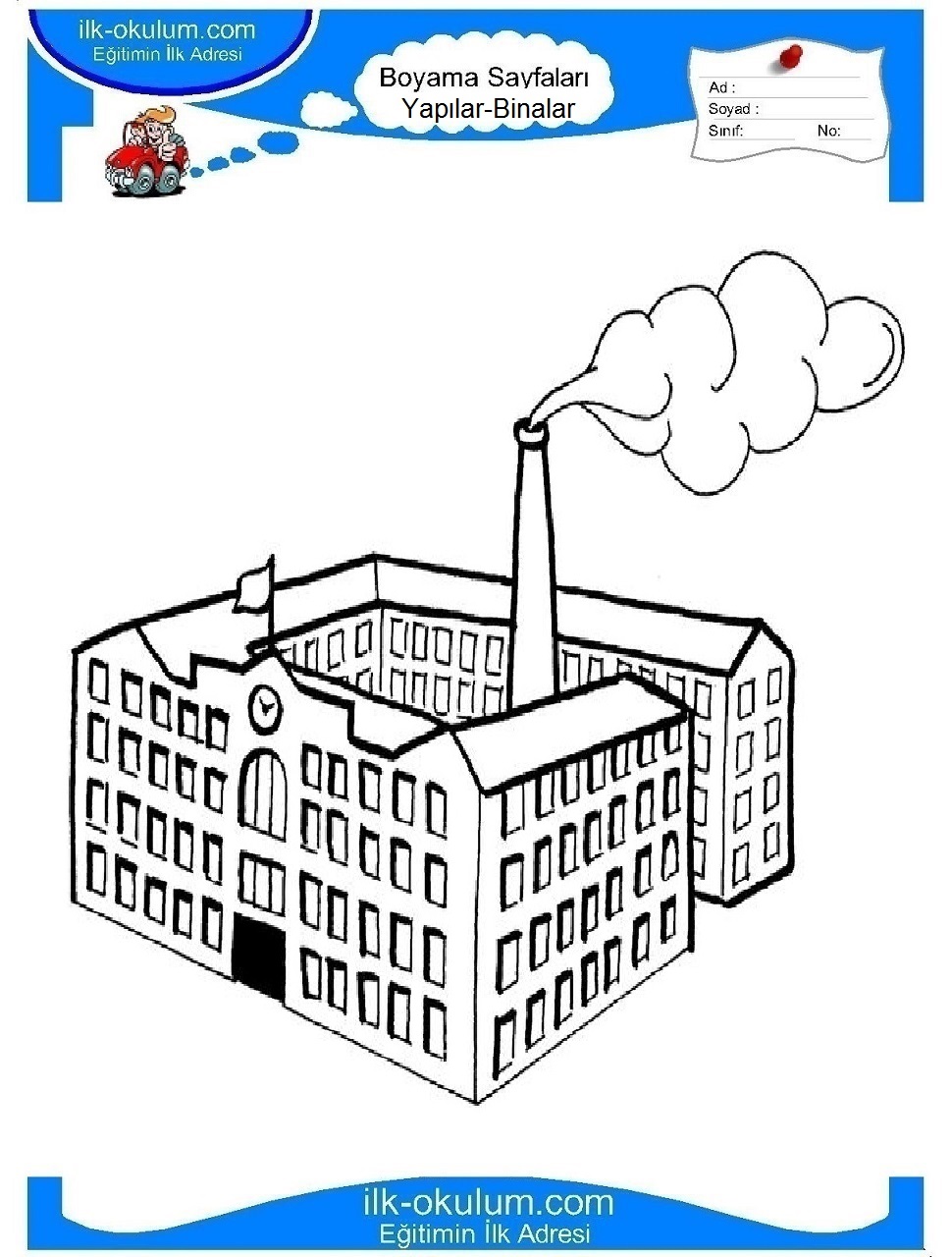 Çocuklar İçin Fabrika Boyama Sayfaları 