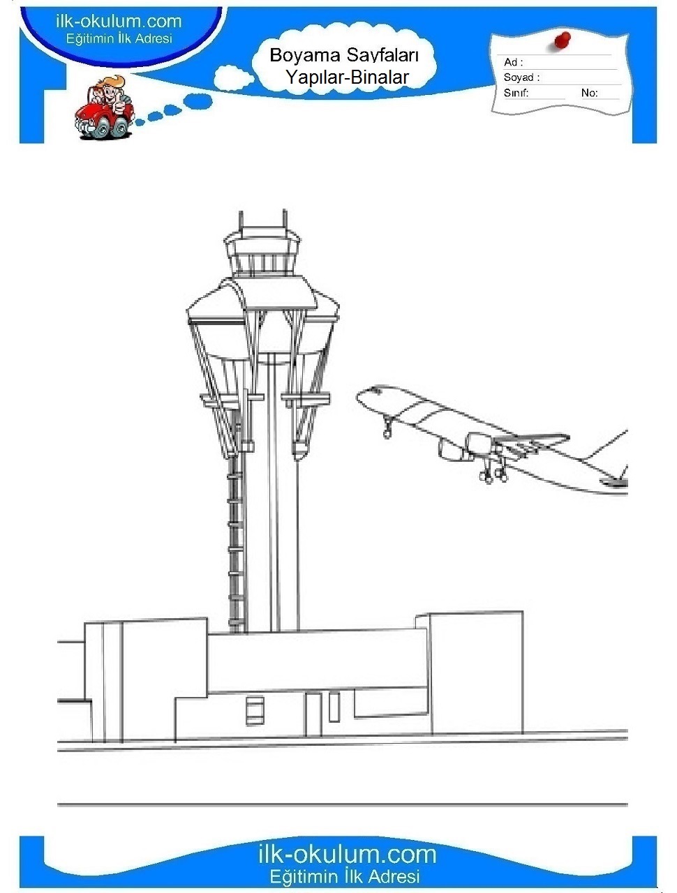 Çocuklar İçin Havaalanı Boyama Sayfaları 