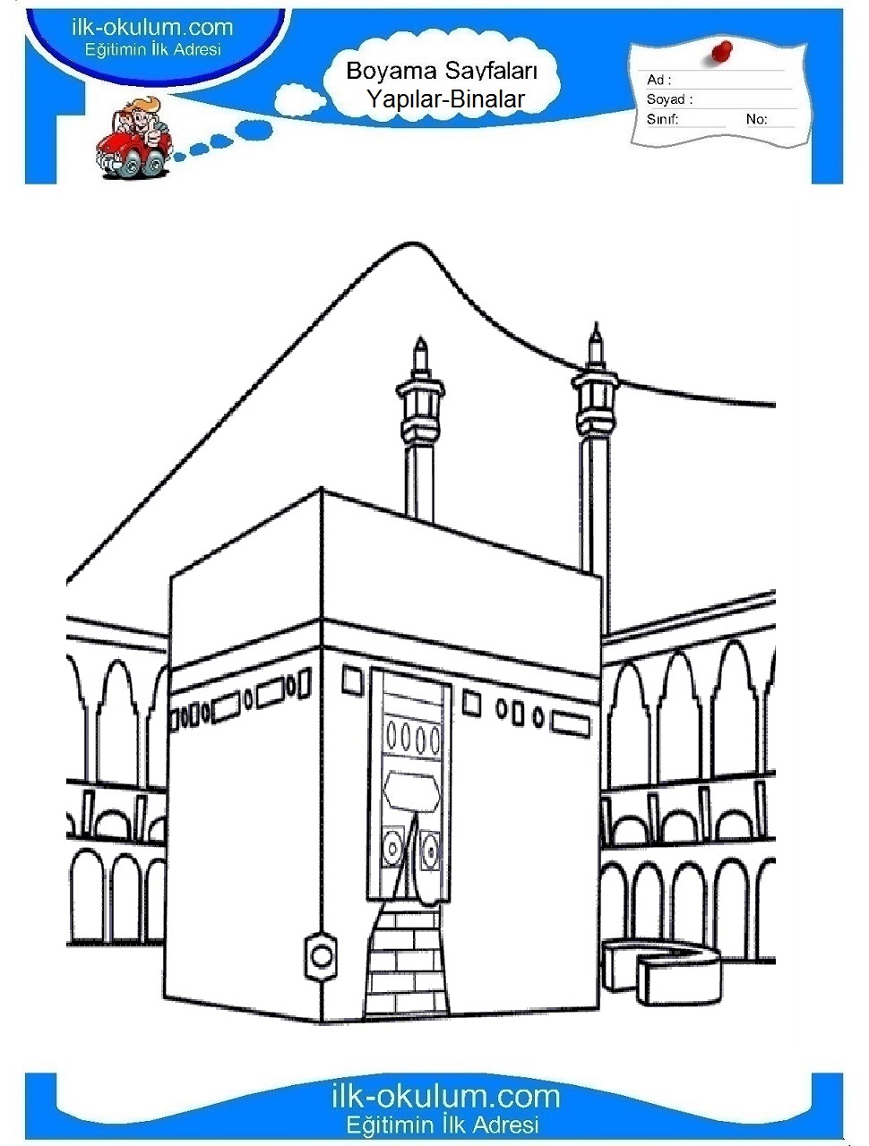 Çocuklar İçin Kabe Boyama Sayfaları 