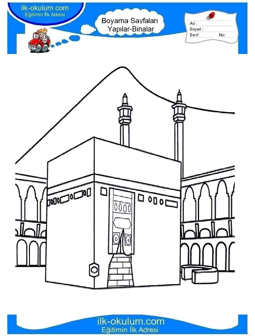 Çocuklar İçin Kabe Boyama Sayfaları 