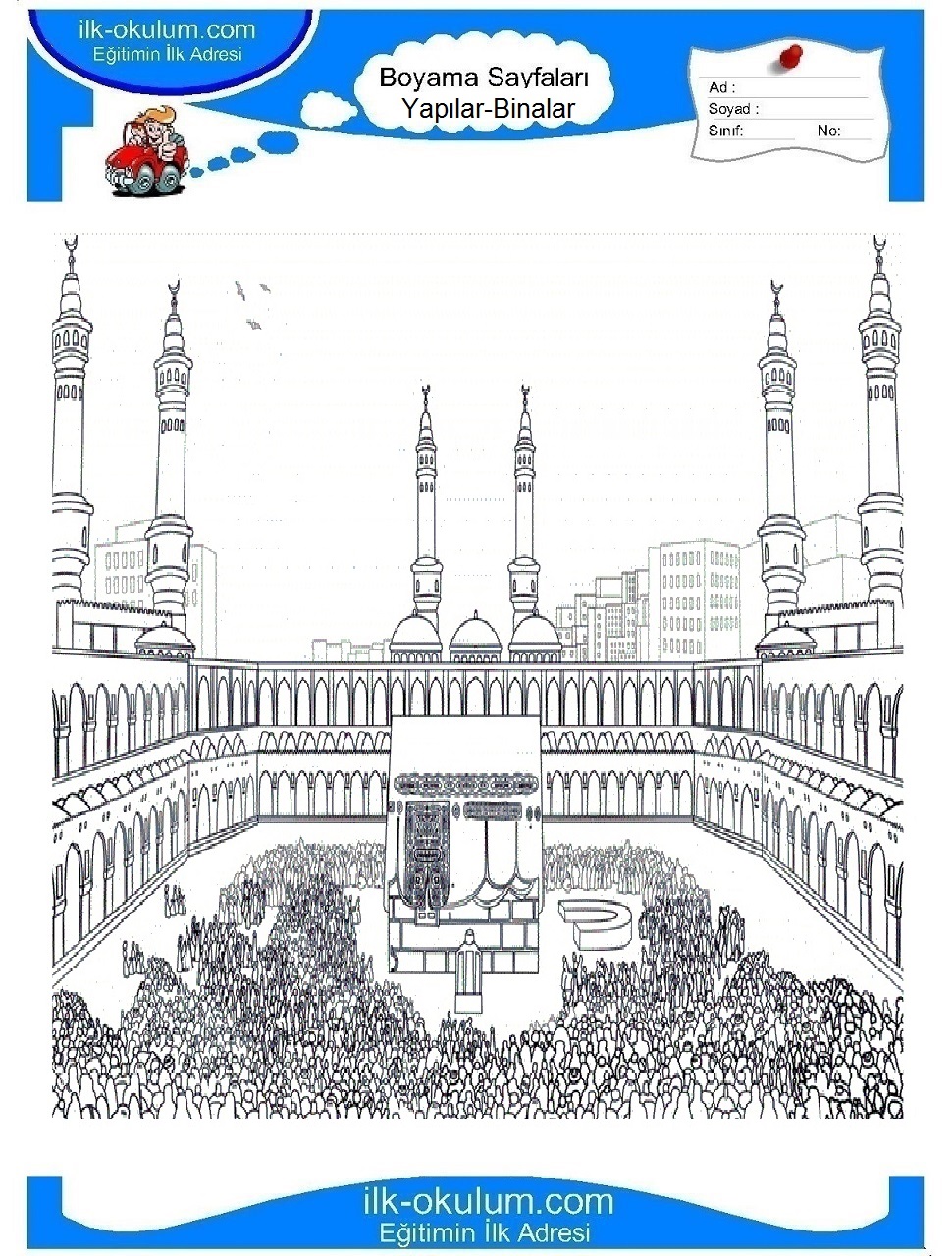 Çocuklar İçin Kabe Boyama Sayfaları 