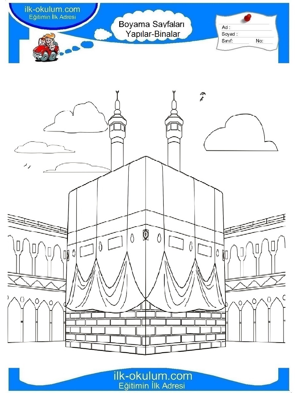 Çocuklar İçin Kabe Boyama Sayfaları 