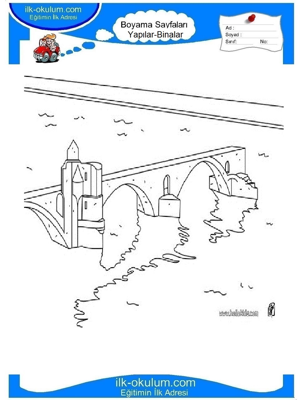 Çocuklar İçin Köprü Boyama Sayfaları 