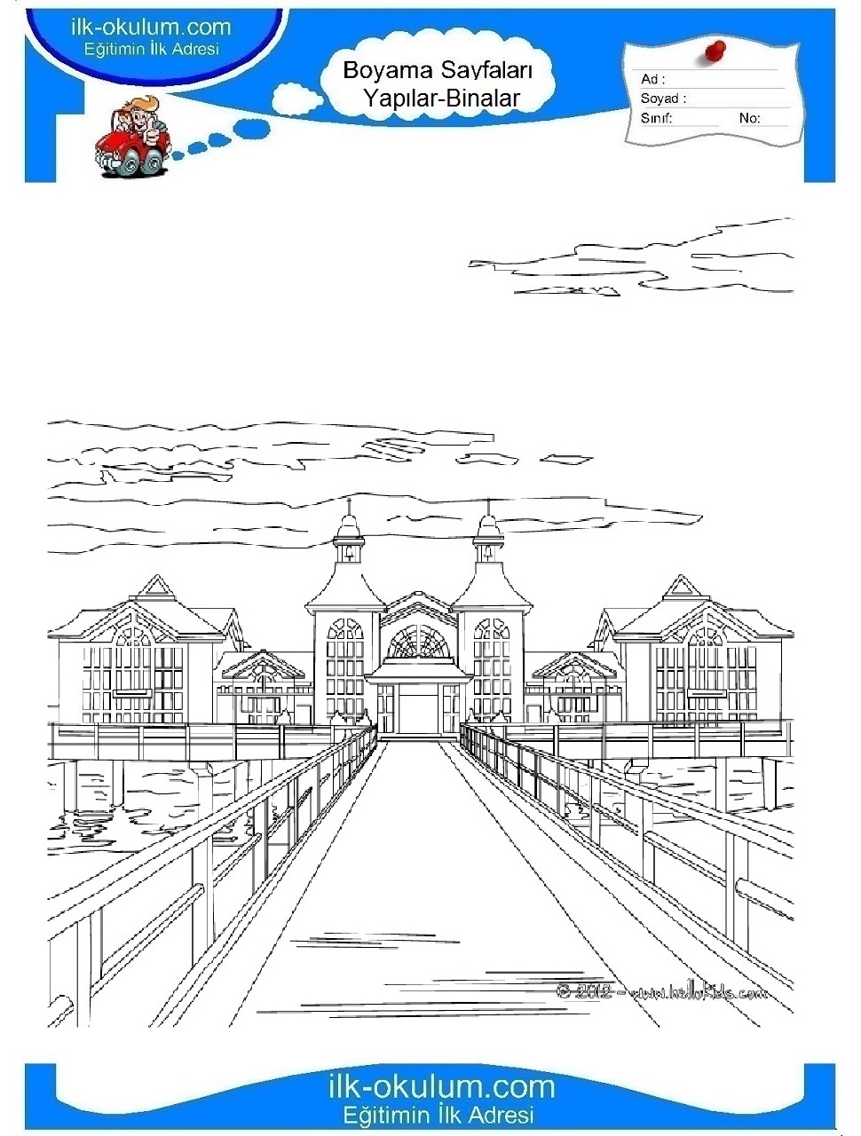 Çocuklar İçin Köprü Boyama Sayfaları 