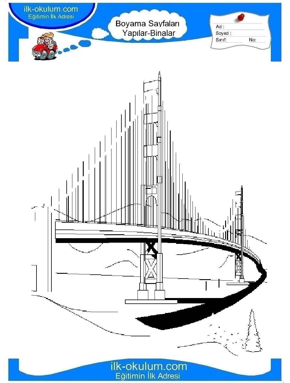 Çocuklar İçin Köprü Boyama Sayfaları 