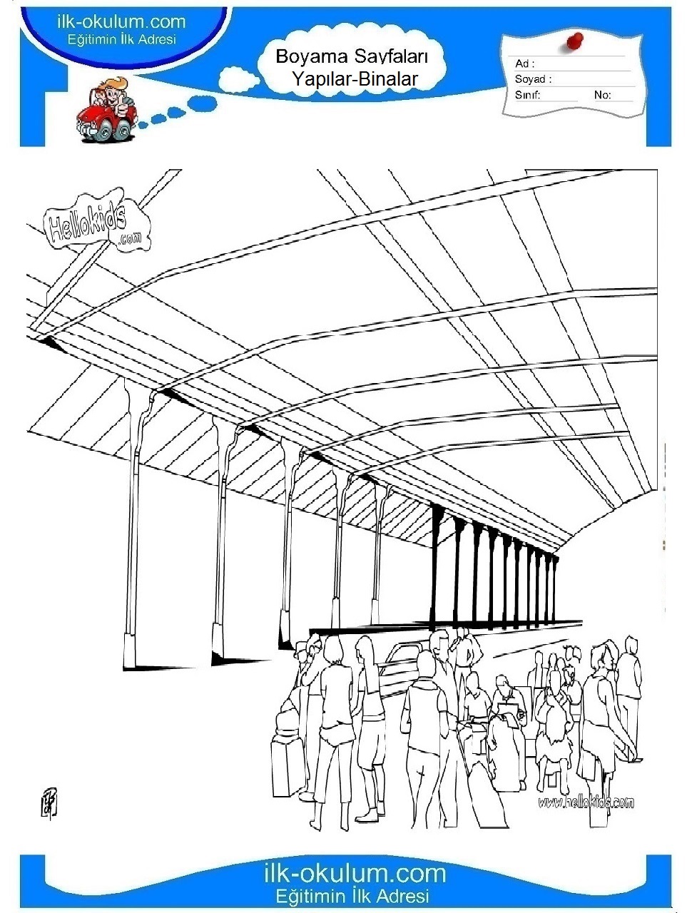 Çocuklar İçin Tren-istasyonu Boyama Sayfaları 