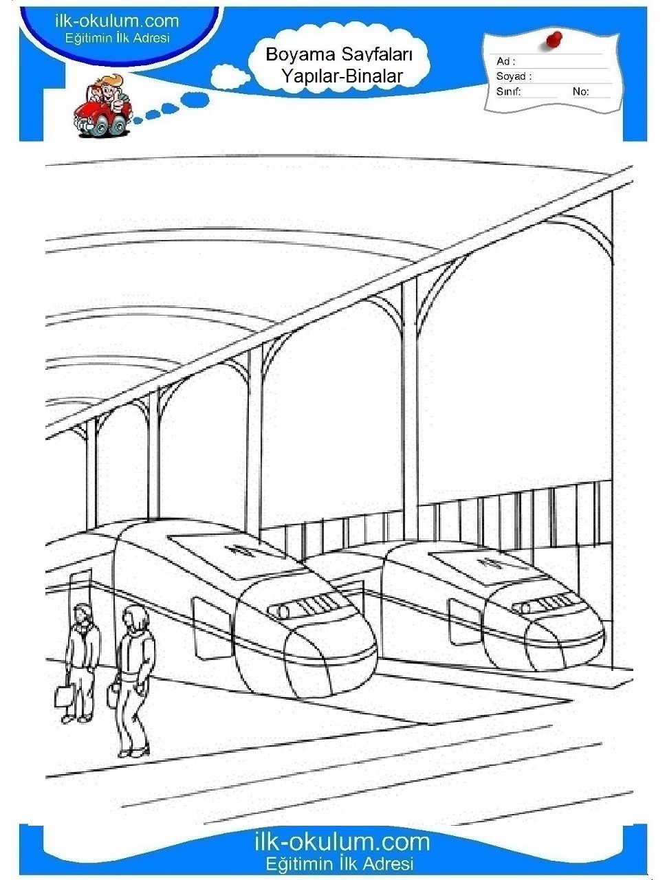Çocuklar İçin Tren-istasyonu Boyama Sayfaları 