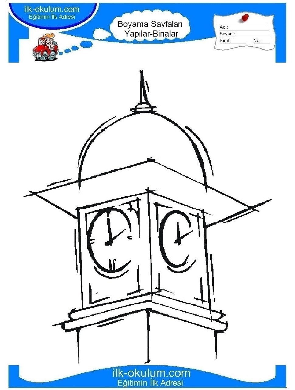 Çocuklar İçin Saat-Kulesi Boyama Sayfaları 